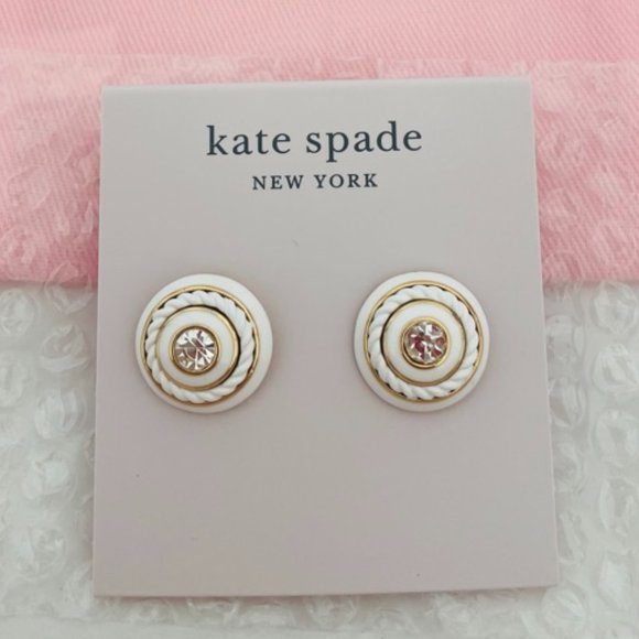 🌷NEW🌷Kate Spade New York Know The Ropes Mixed Media Studs Earrings, White - Picture 6 of 15